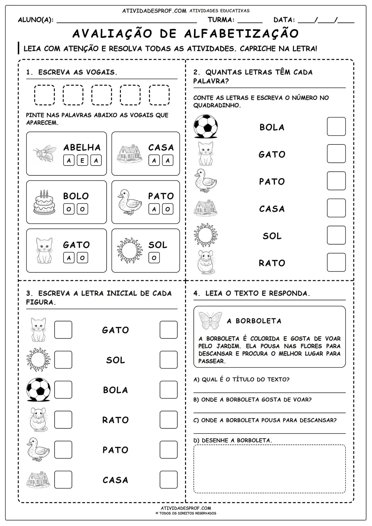 AVALIAÇÃO DE ALFABETIZAÇÃO