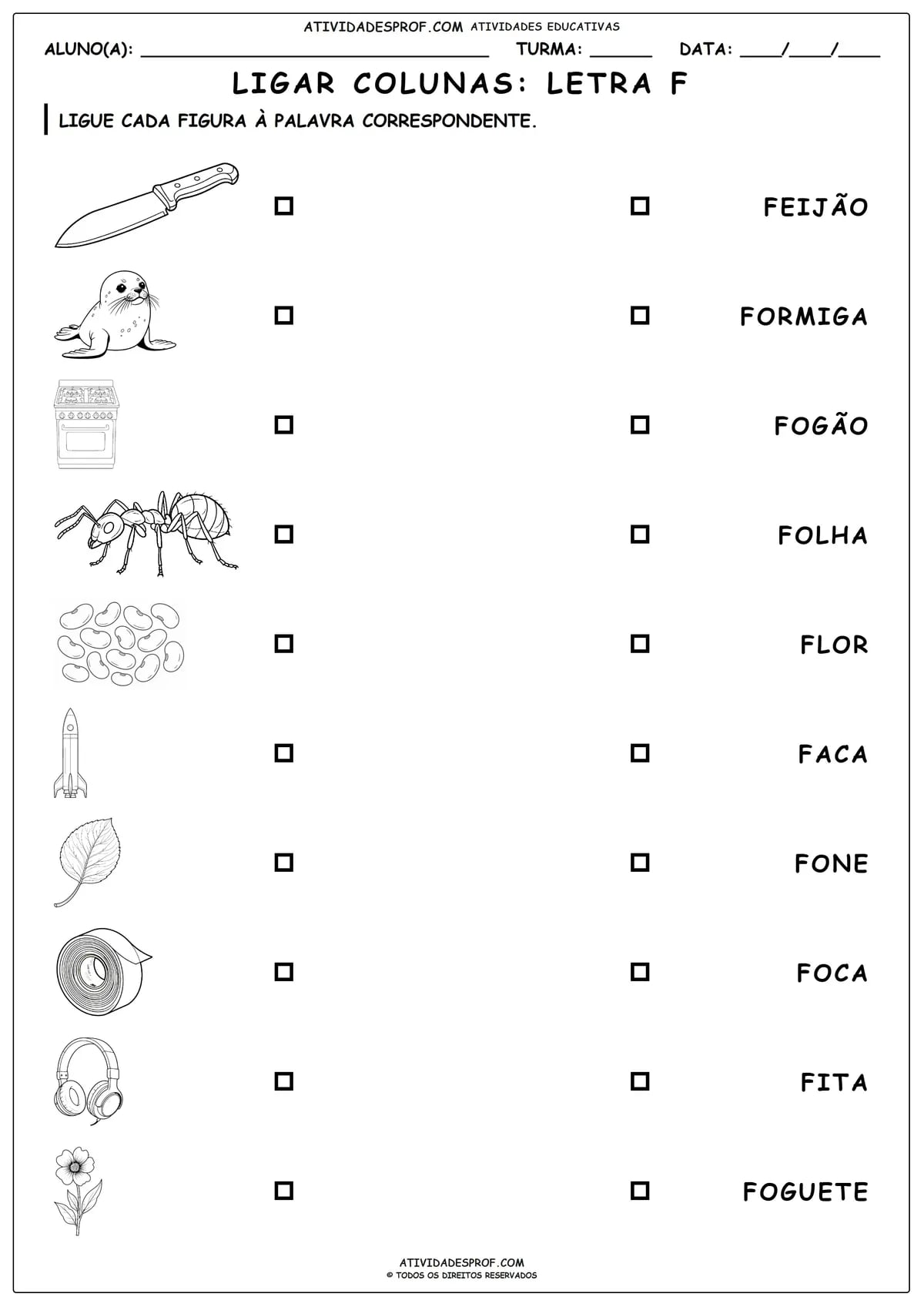 LIGAR COLUNAS: LETRA F