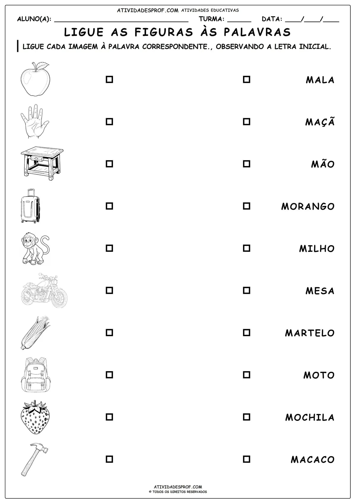 LIGUE AS FIGURAS ÀS PALAVRAS