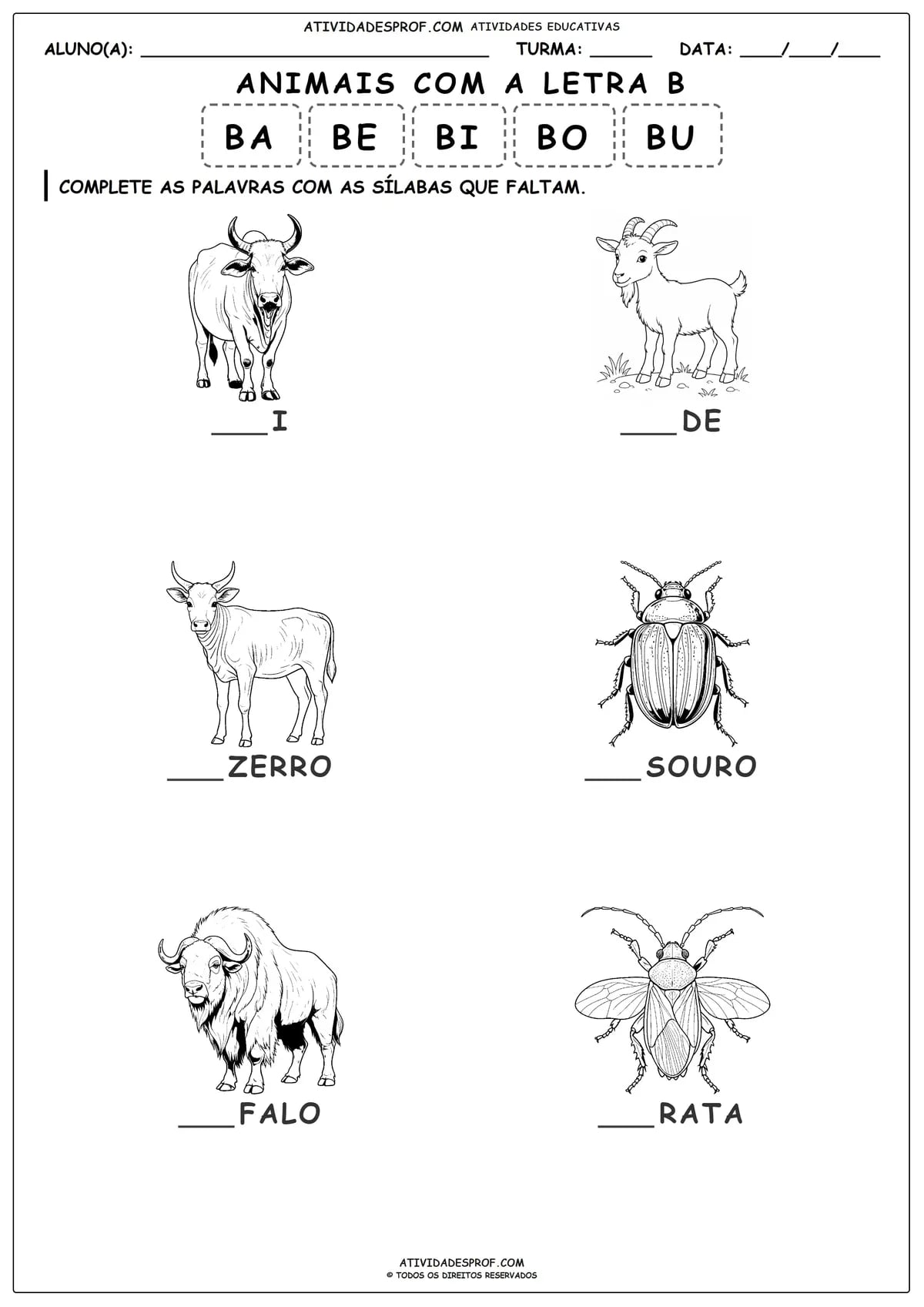 ANIMAIS COM A LETRA B