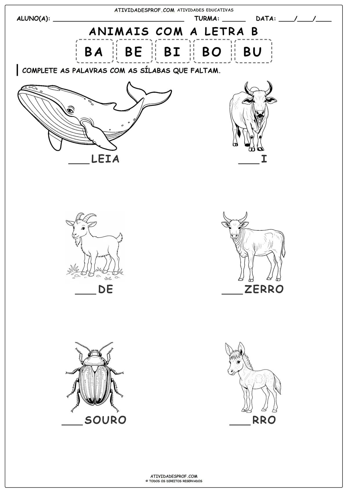 ANIMAIS COM A LETRA B
