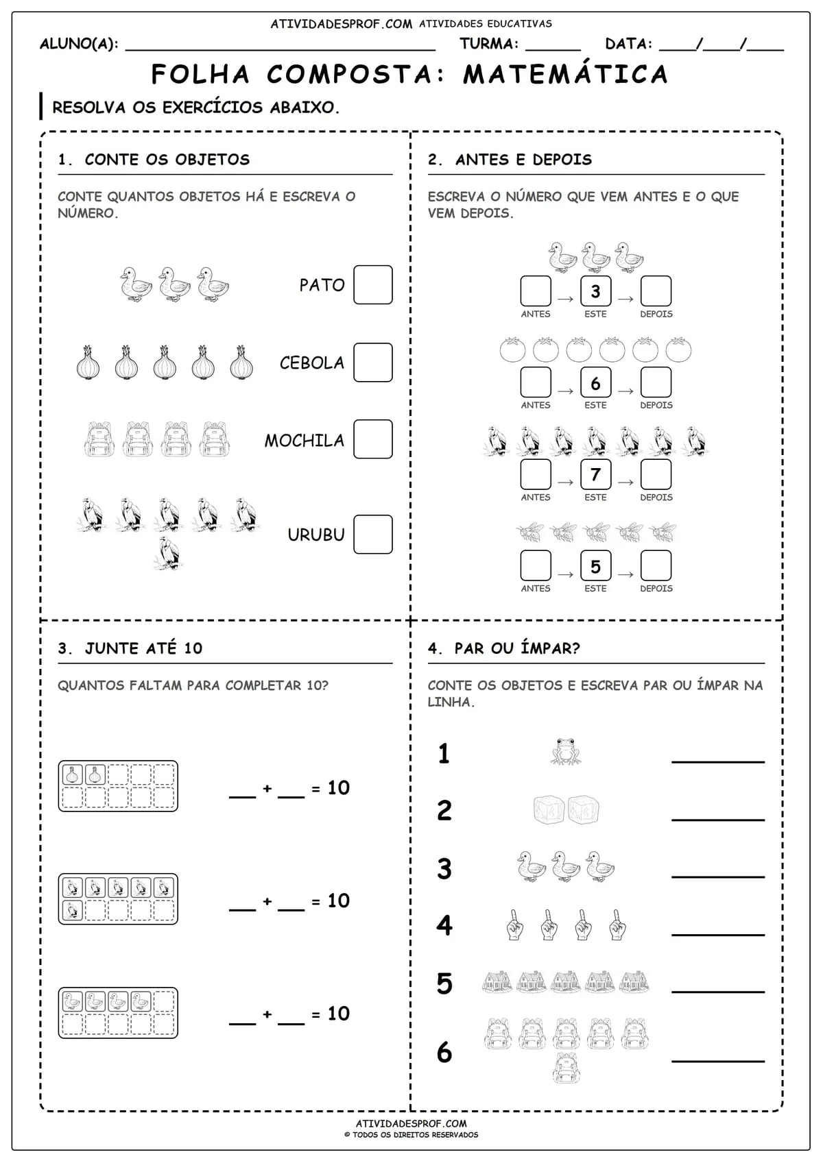 FOLHA COMPOSTA: MATEMÁTICA