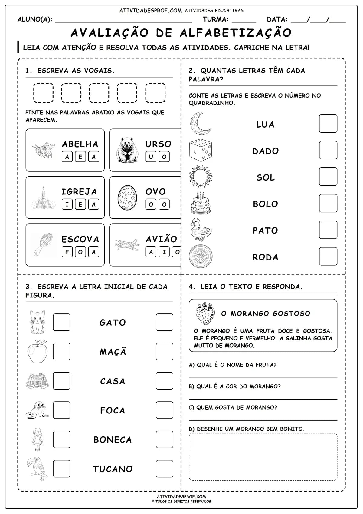 AVALIAÇÃO DE ALFABETIZAÇÃO
