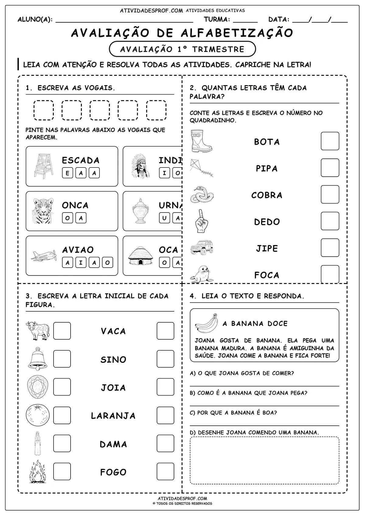 AVALIAÇÃO DE ALFABETIZAÇÃO
