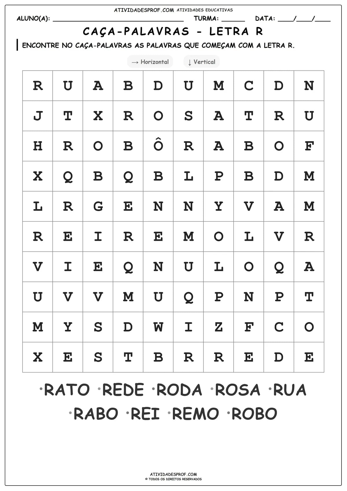 CAÇA-PALAVRAS - LETRA R