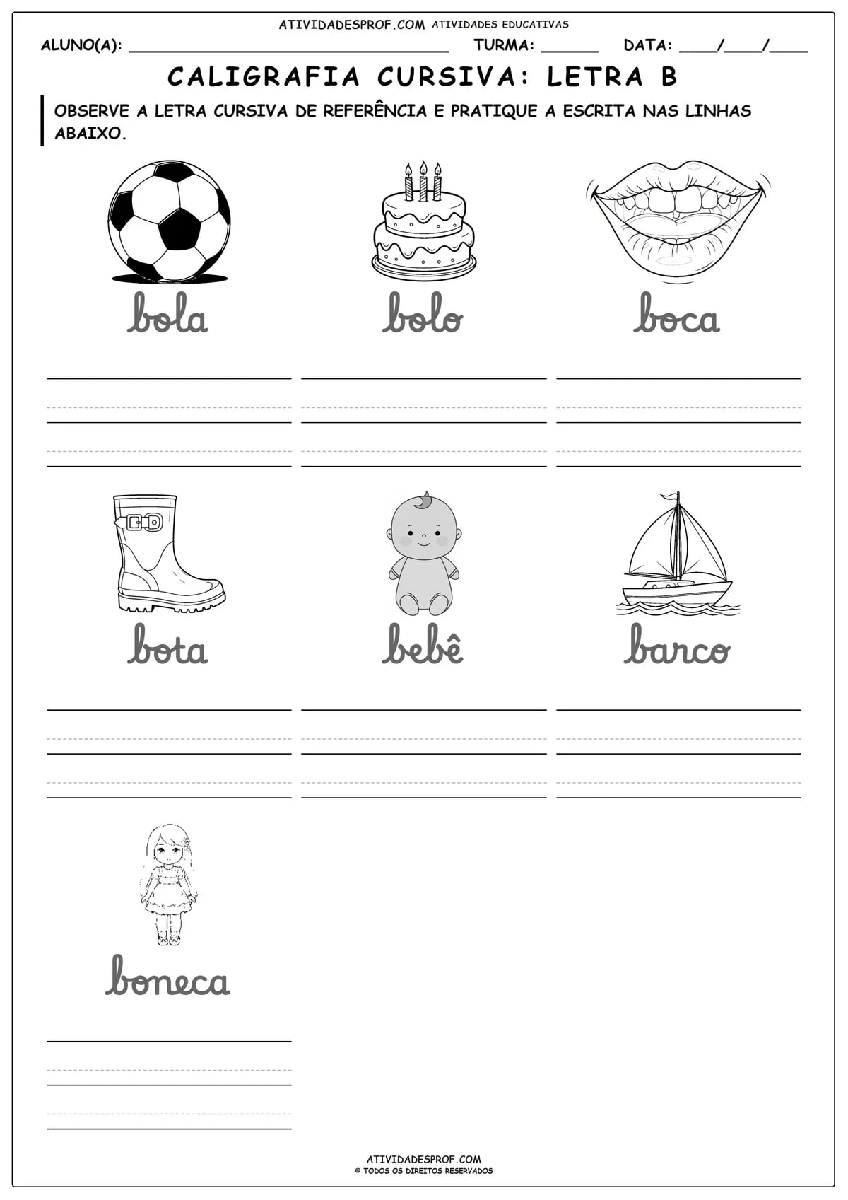 CALIGRAFIA CURSIVA: LETRA B