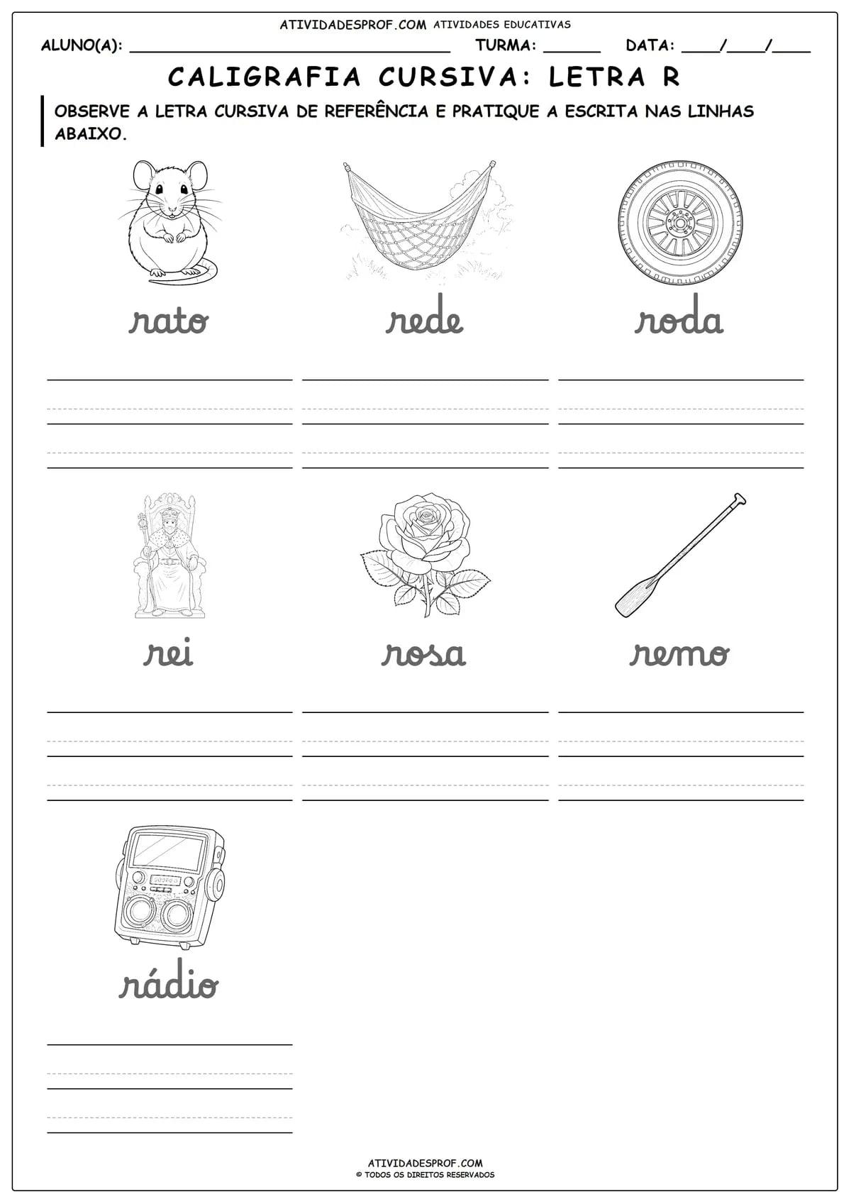 CALIGRAFIA CURSIVA: LETRA R