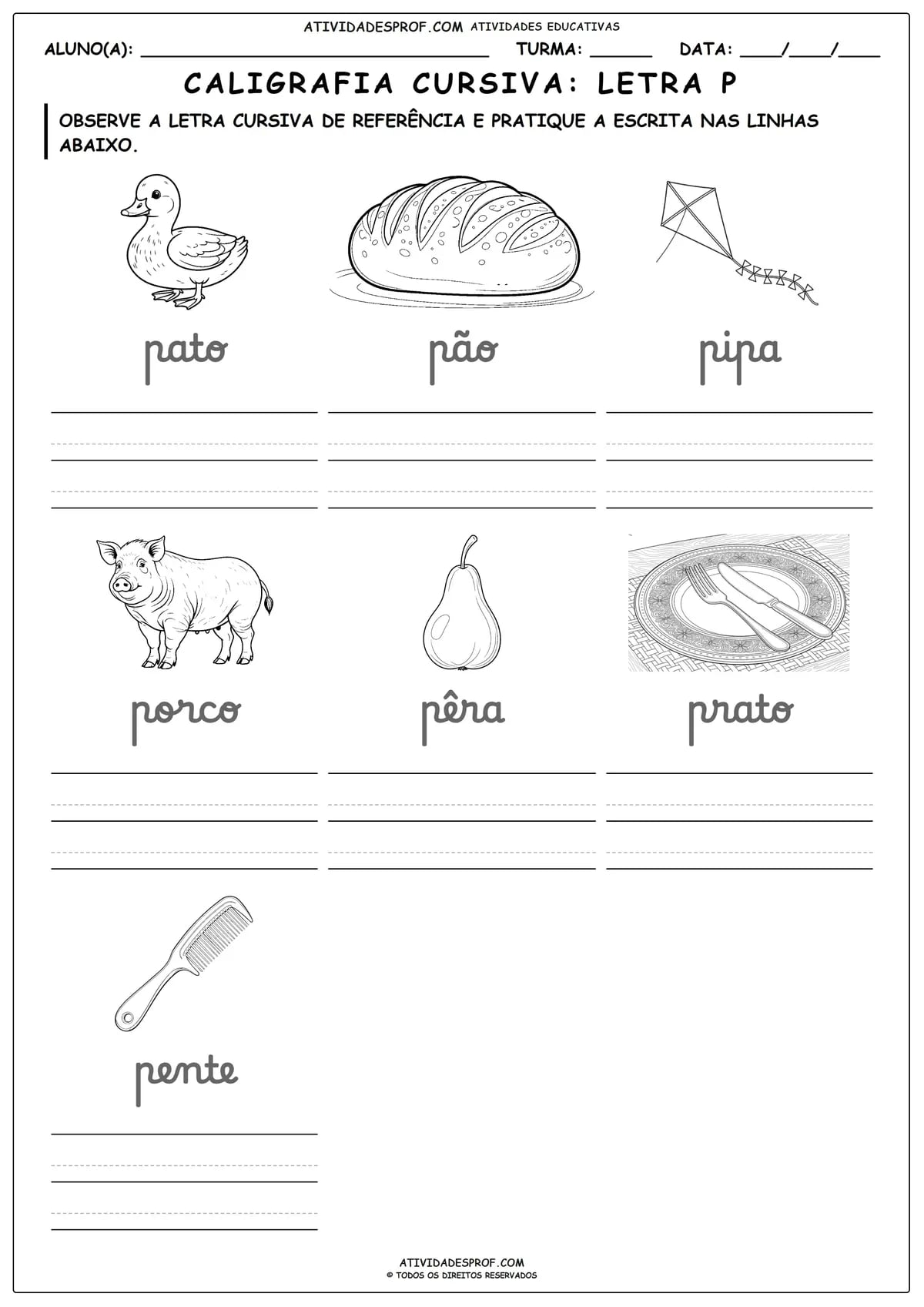CALIGRAFIA CURSIVA: LETRA P