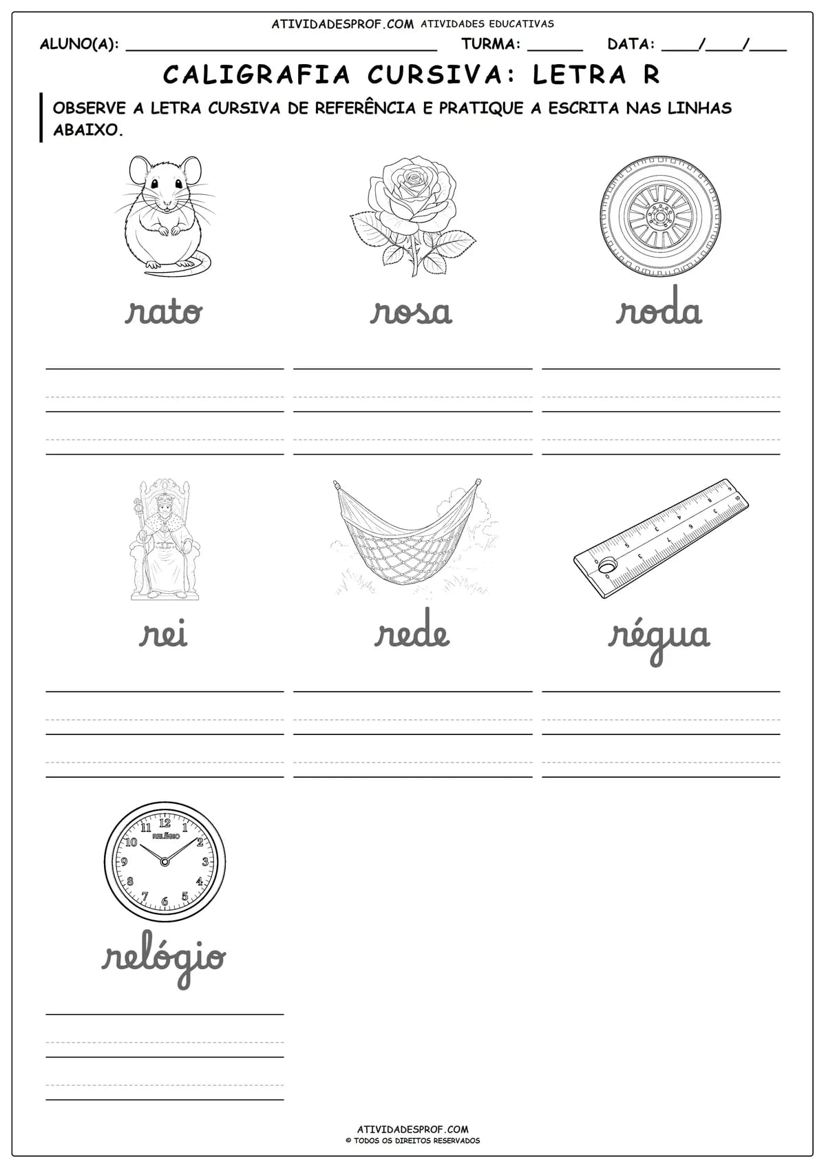 CALIGRAFIA CURSIVA: LETRA R