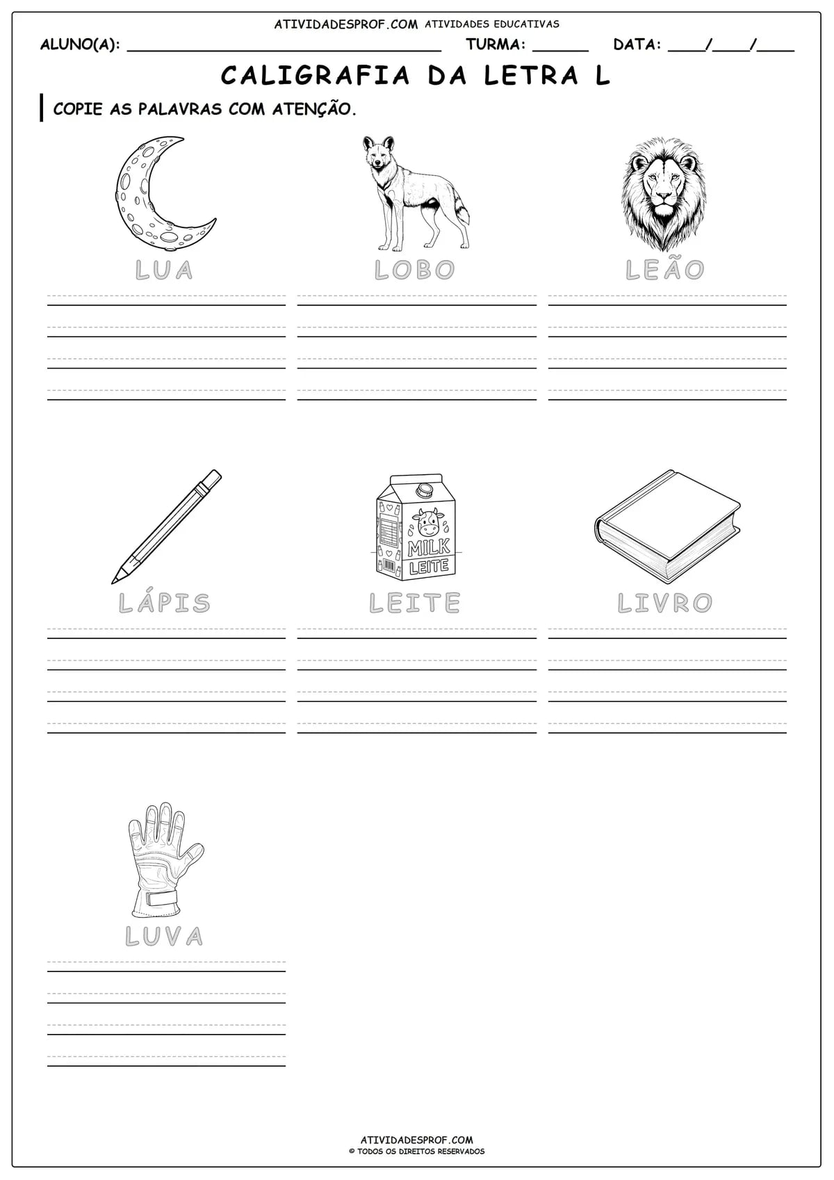 CALIGRAFIA DA LETRA L