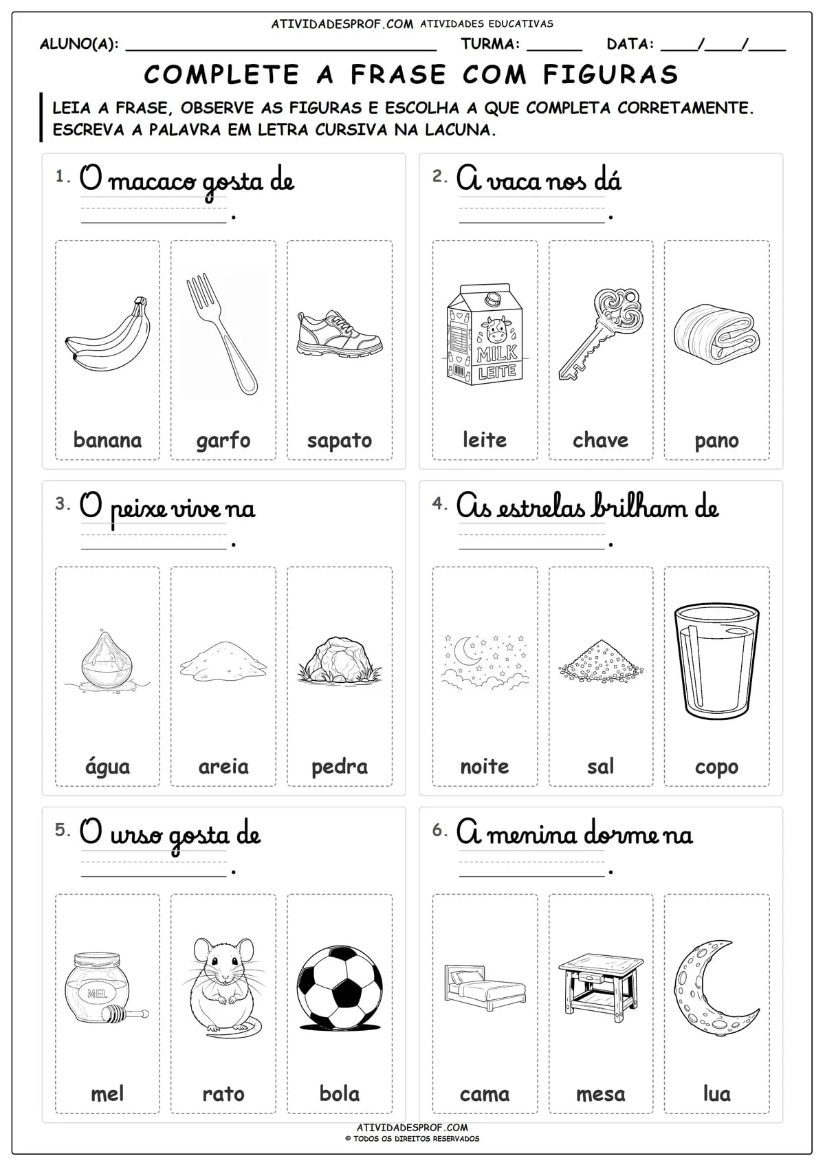 COMPLETE A FRASE COM FIGURAS