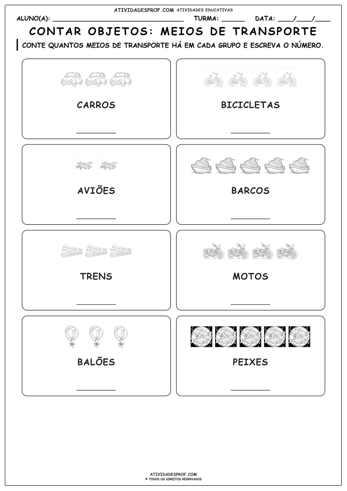 CONTAR OBJETOS: MEIOS DE TRANSPORTE