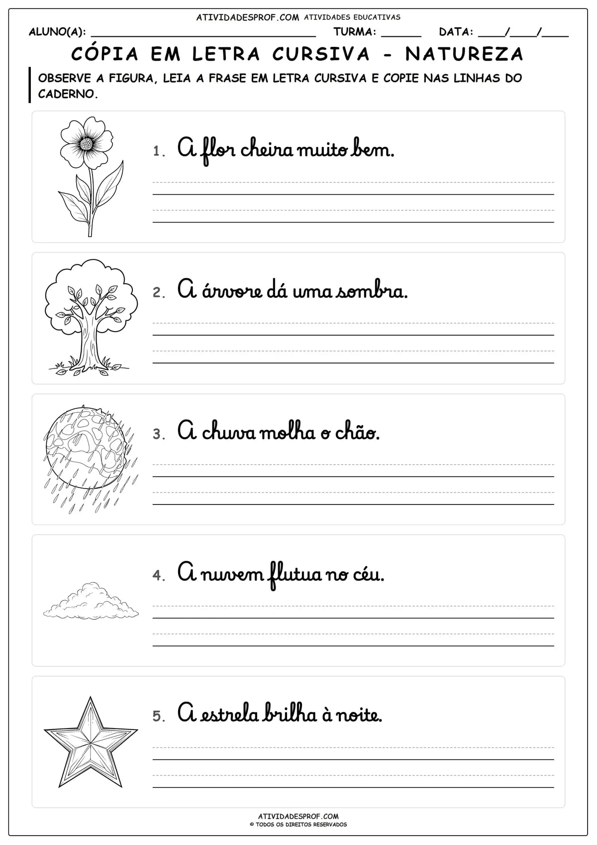 CÓPIA EM LETRA CURSIVA - NATUREZA