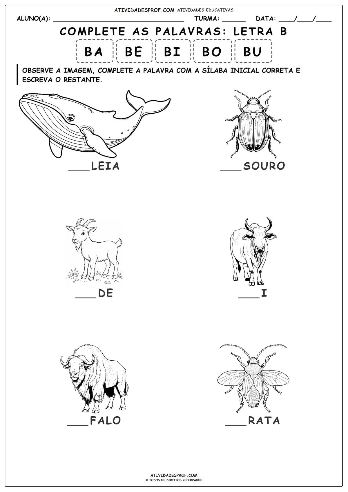 COMPLETE AS PALAVRAS: LETRA B