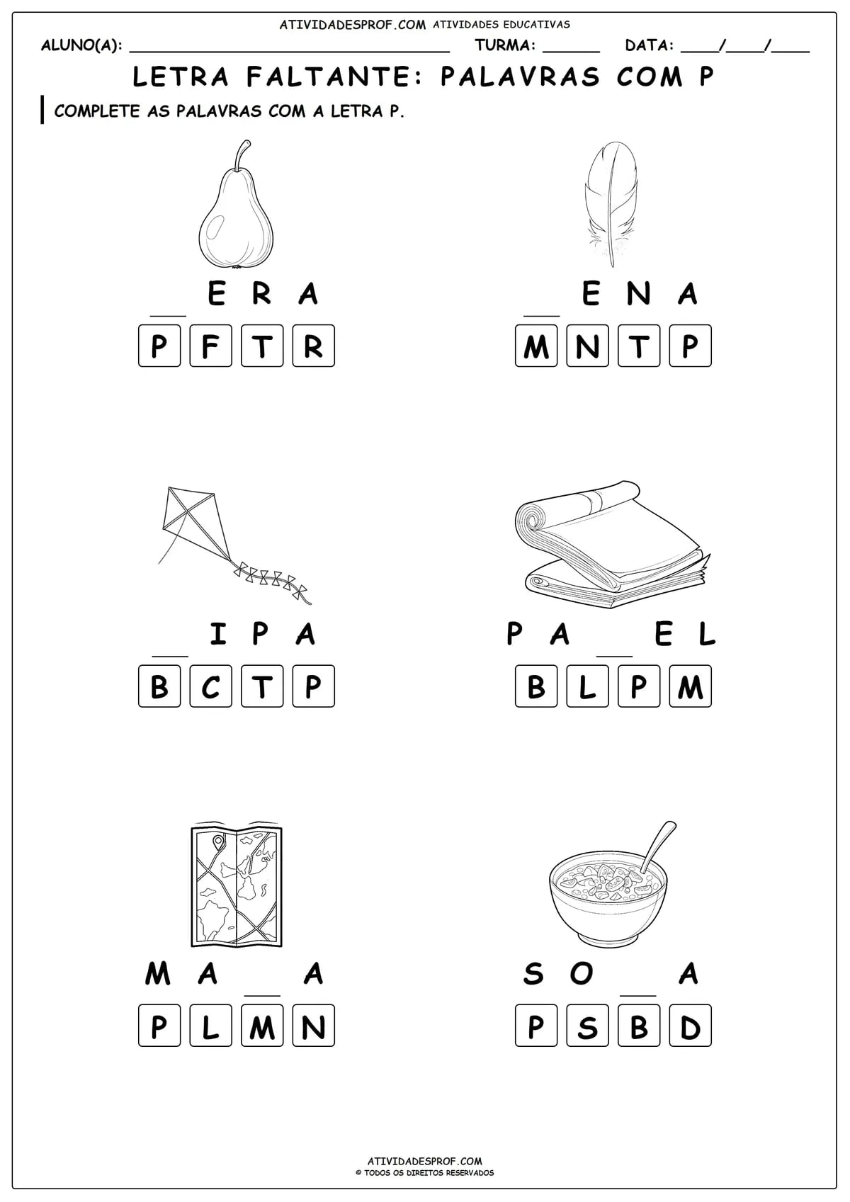 LETRA FALTANTE: PALAVRAS COM P