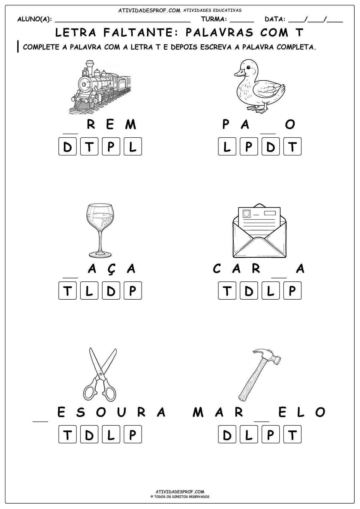LETRA FALTANTE: PALAVRAS COM T
