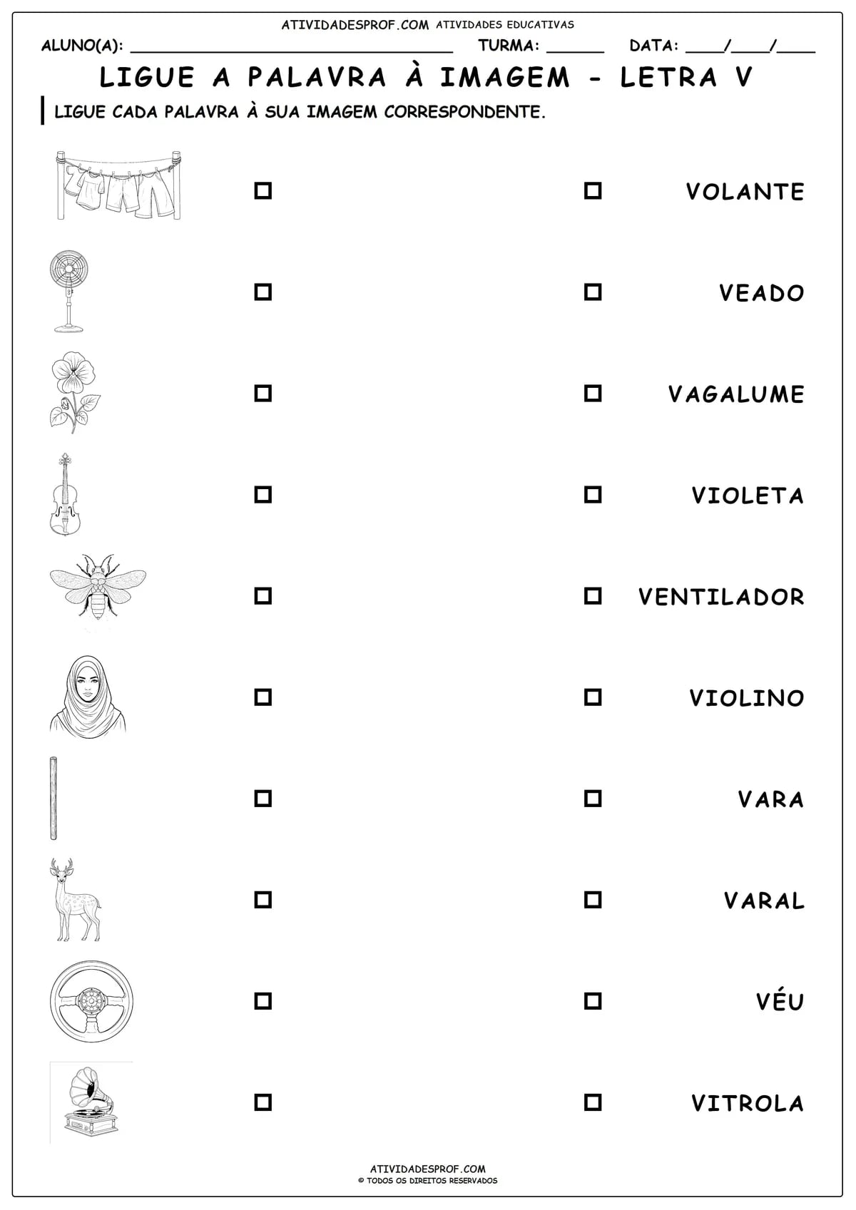 LIGUE A PALAVRA À IMAGEM - LETRA V