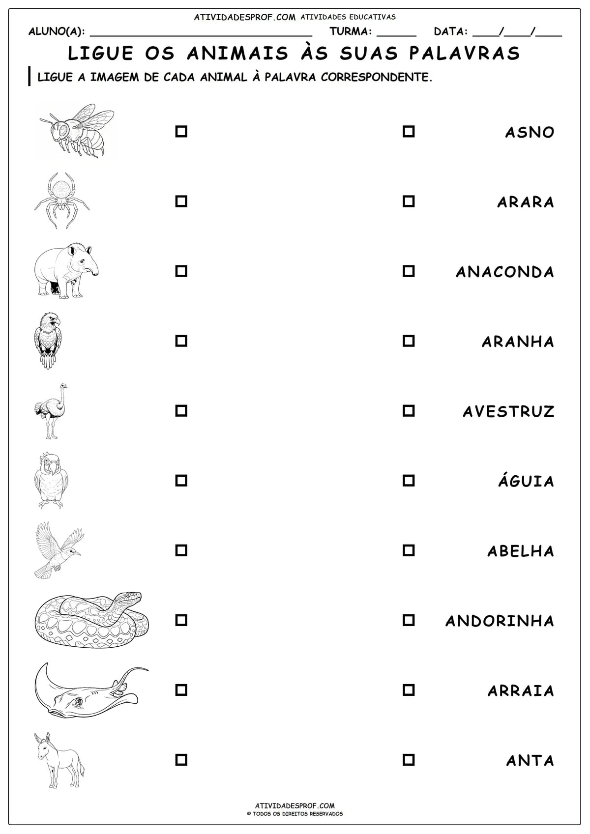 LIGUE OS ANIMAIS ÀS SUAS PALAVRAS