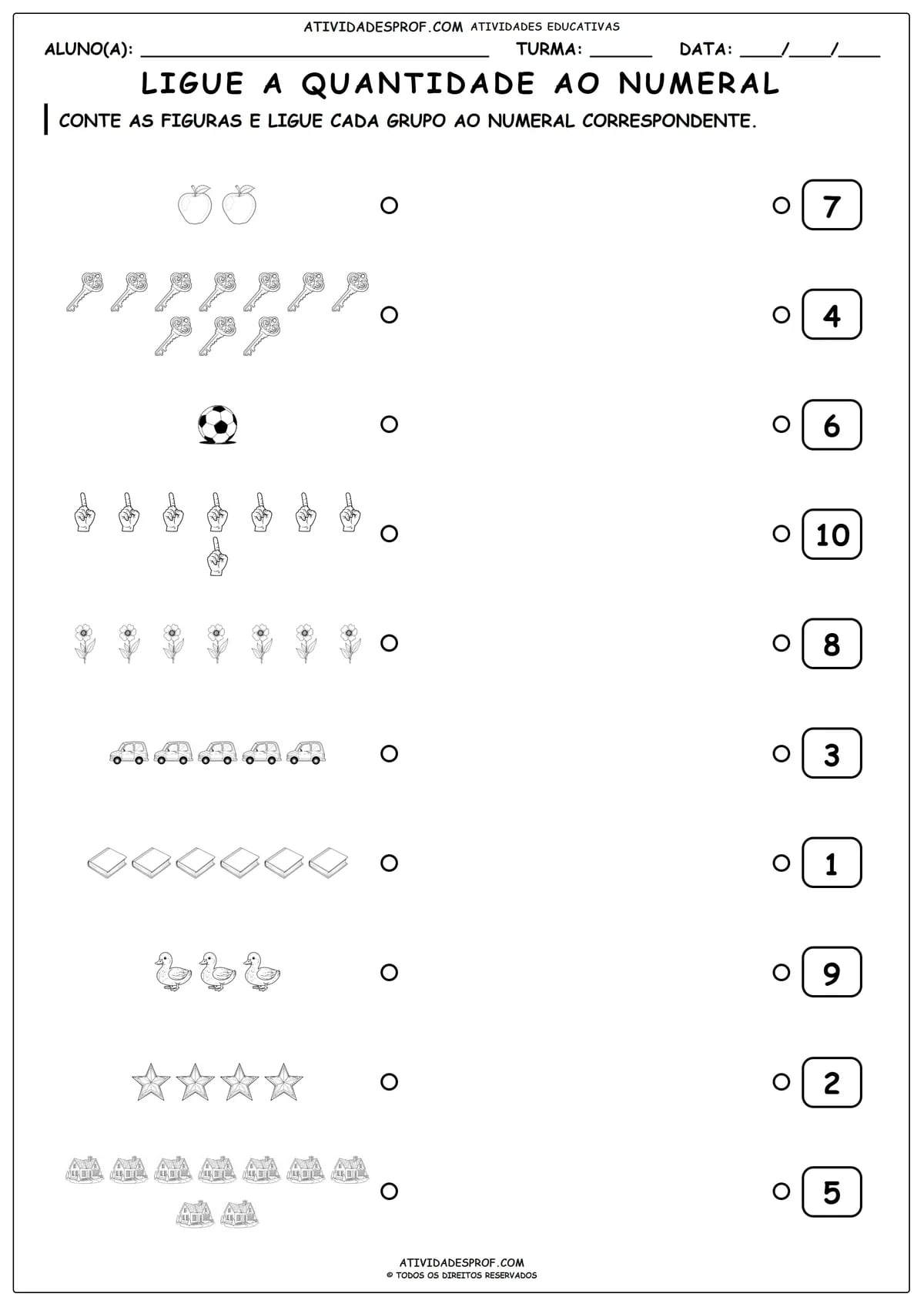 LIGUE A QUANTIDADE AO NUMERAL