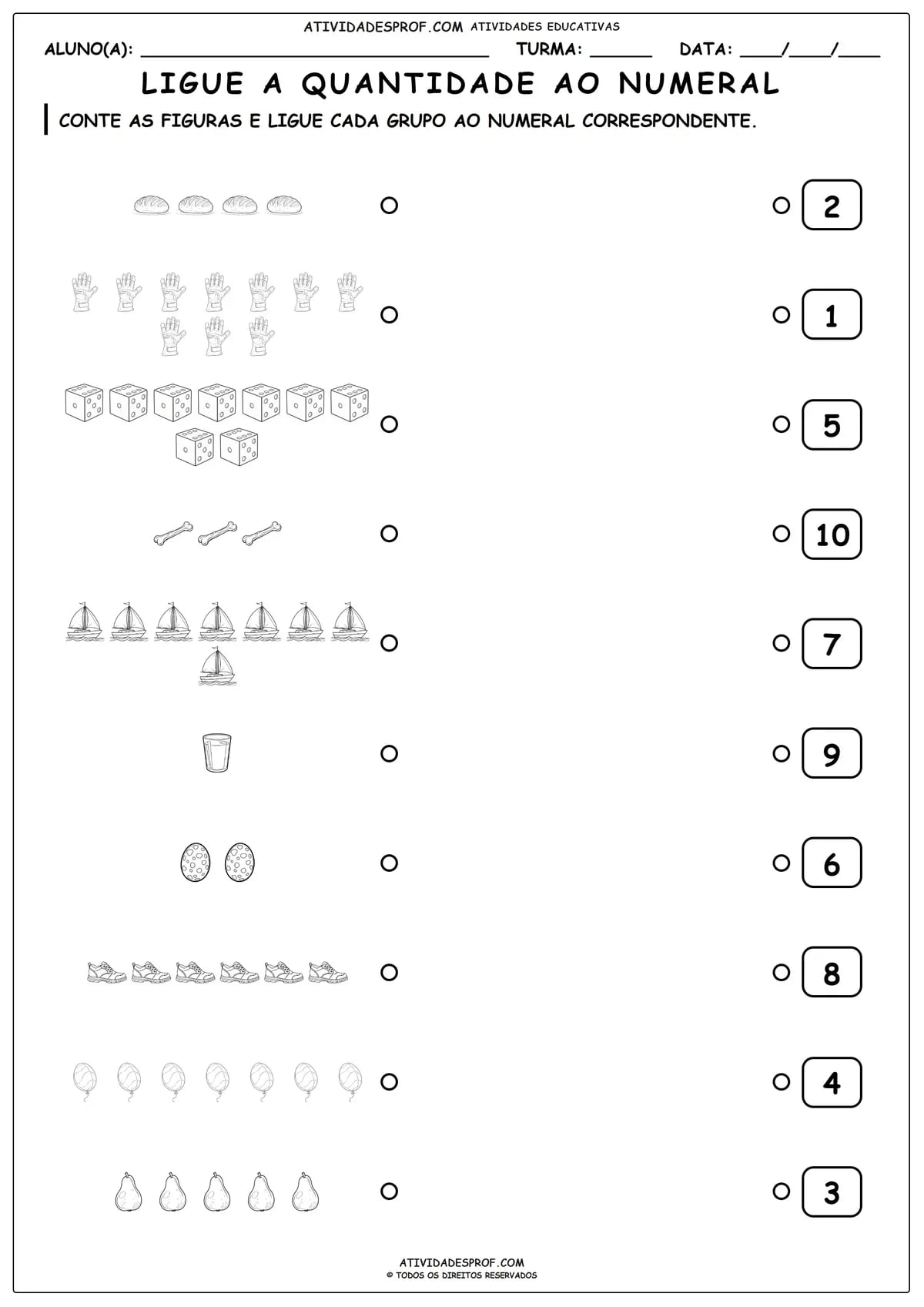 LIGUE A QUANTIDADE AO NUMERAL