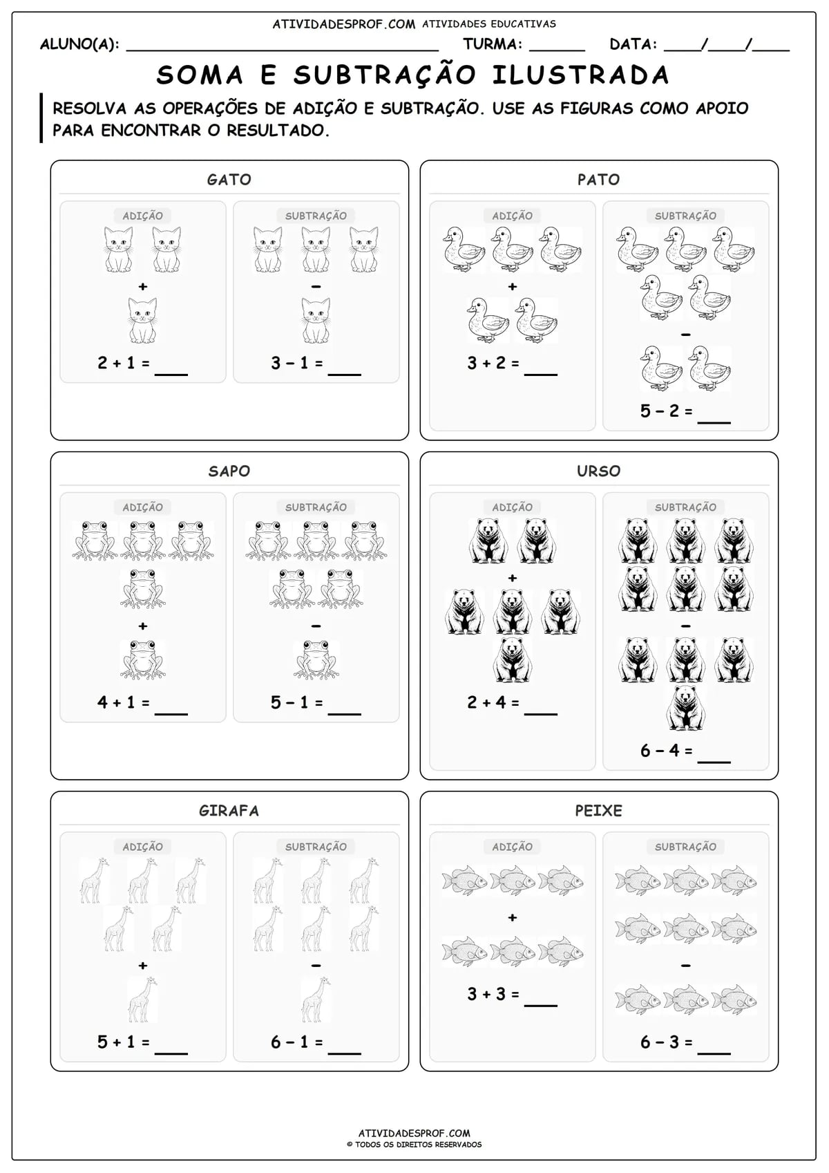 SOMA E SUBTRAÇÃO ILUSTRADA