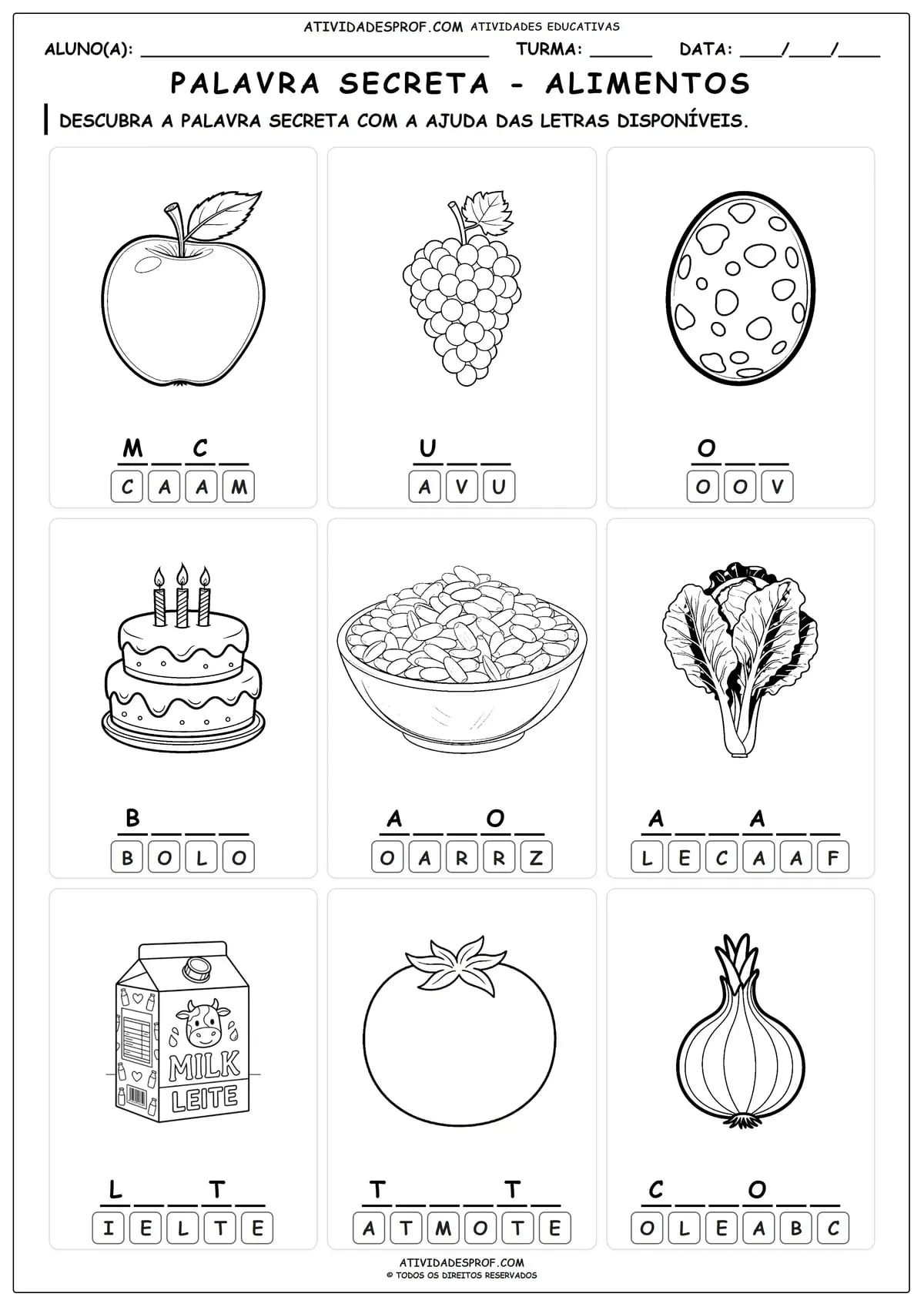 Palavra Secreta Alimentos 001