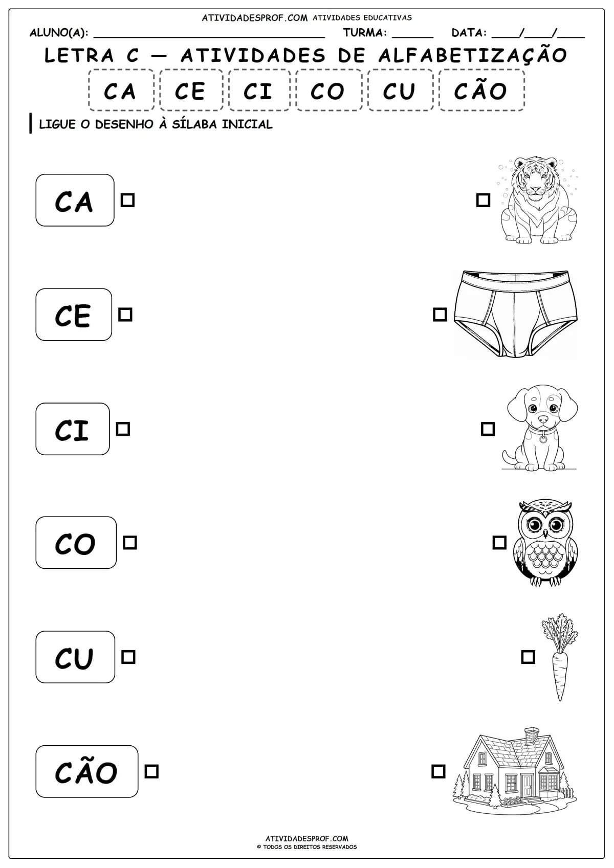LETRA C — ATIVIDADES DE ALFABETIZAÇÃO