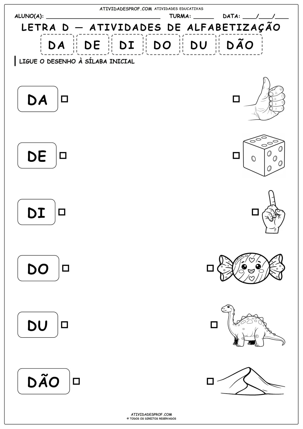 LETRA D — ATIVIDADES DE ALFABETIZAÇÃO