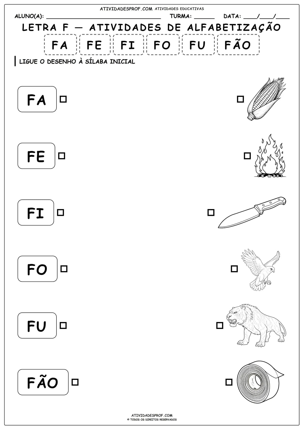 LETRA F — ATIVIDADES DE ALFABETIZAÇÃO
