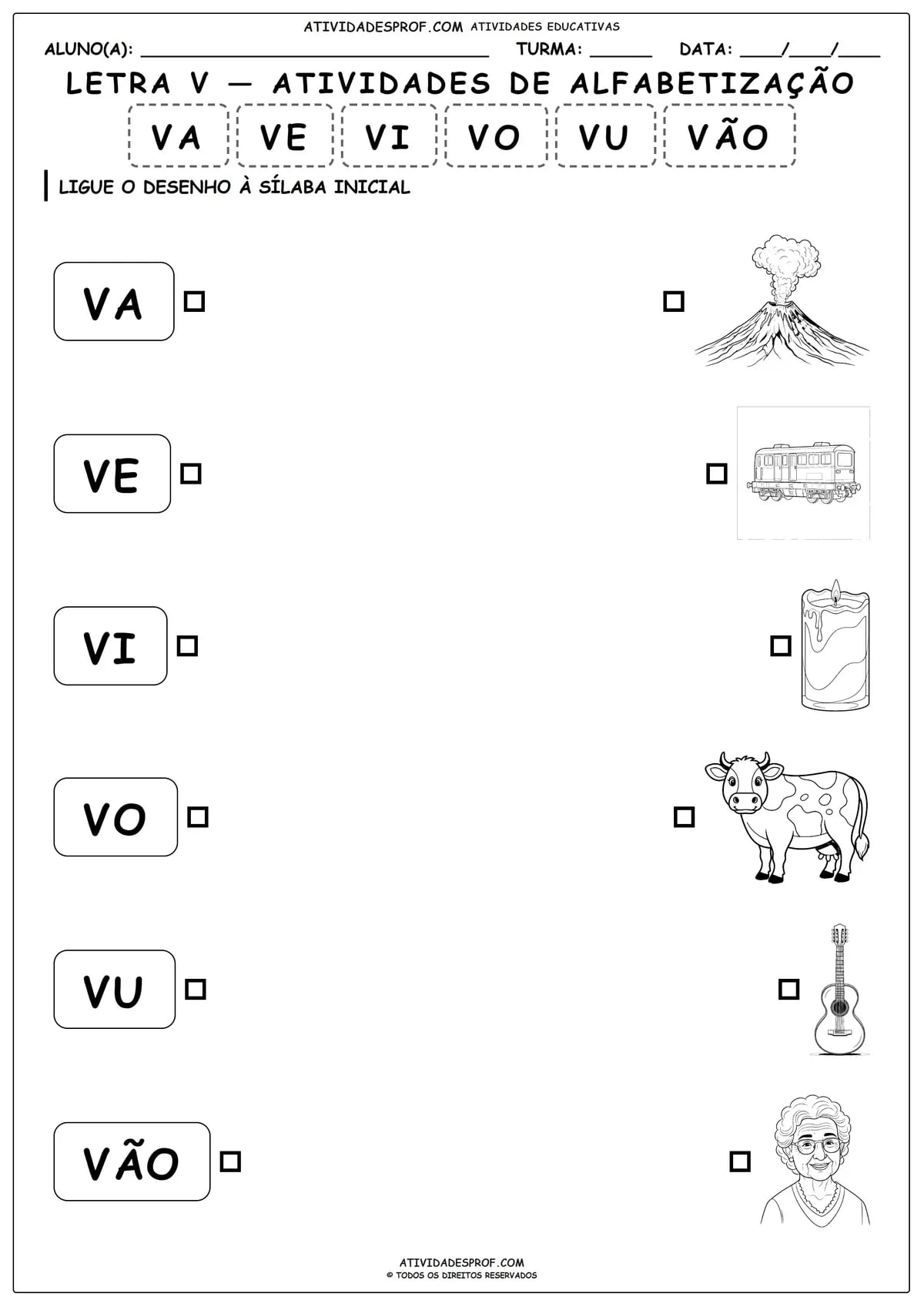 LETRA V — ATIVIDADES DE ALFABETIZAÇÃO
